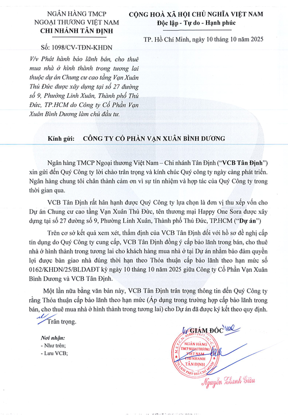 Văn bản 1098 _Phát hành bảo lãnh 